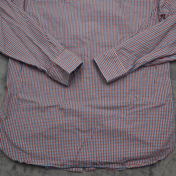 J Crew Shirt Mens Large 16 .5 Blue Red Plaid Dress Workwear Office Button Up - Picture 15 of 16